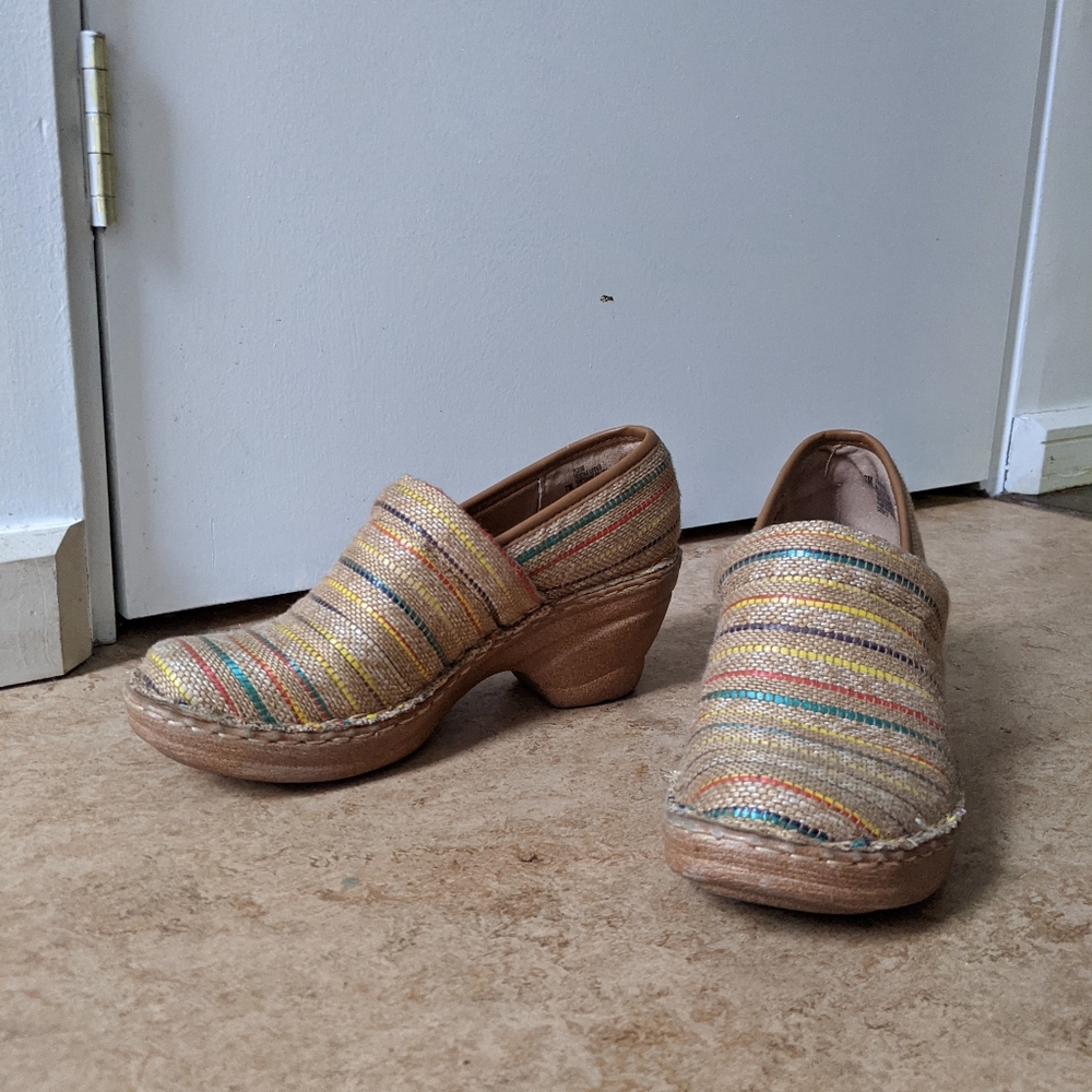 Woven Clogs with Coloured Stripes